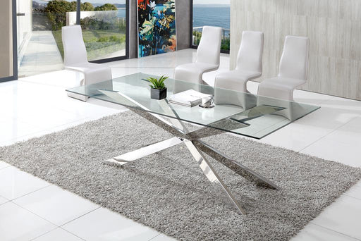 Spider Clear Glass Dining Table with Armani Dining Chairs