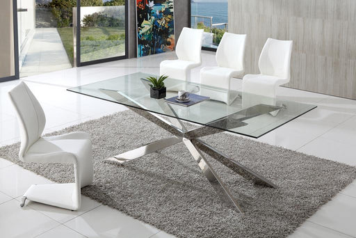 Spider Italian Design Glass Dining Table with Armrose Dining Chairs
