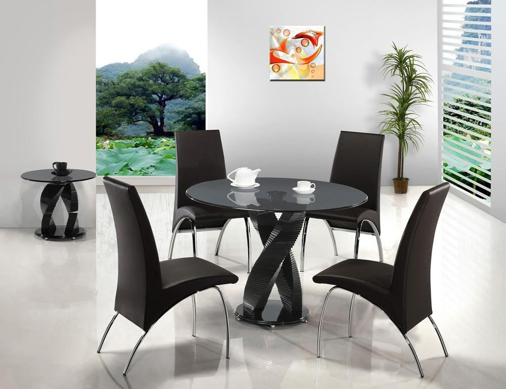 Swirl Smoke or Clear Glass Dining Table and Chairs