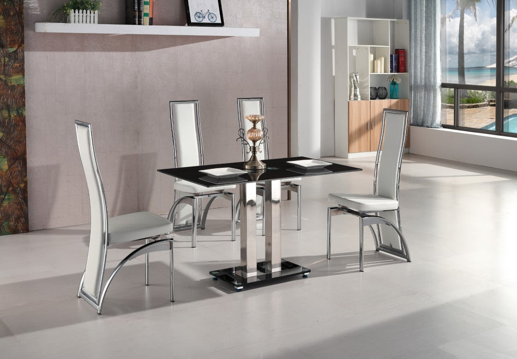 Alba Clear and Black Glass Dining Table and Arcadia Chairs