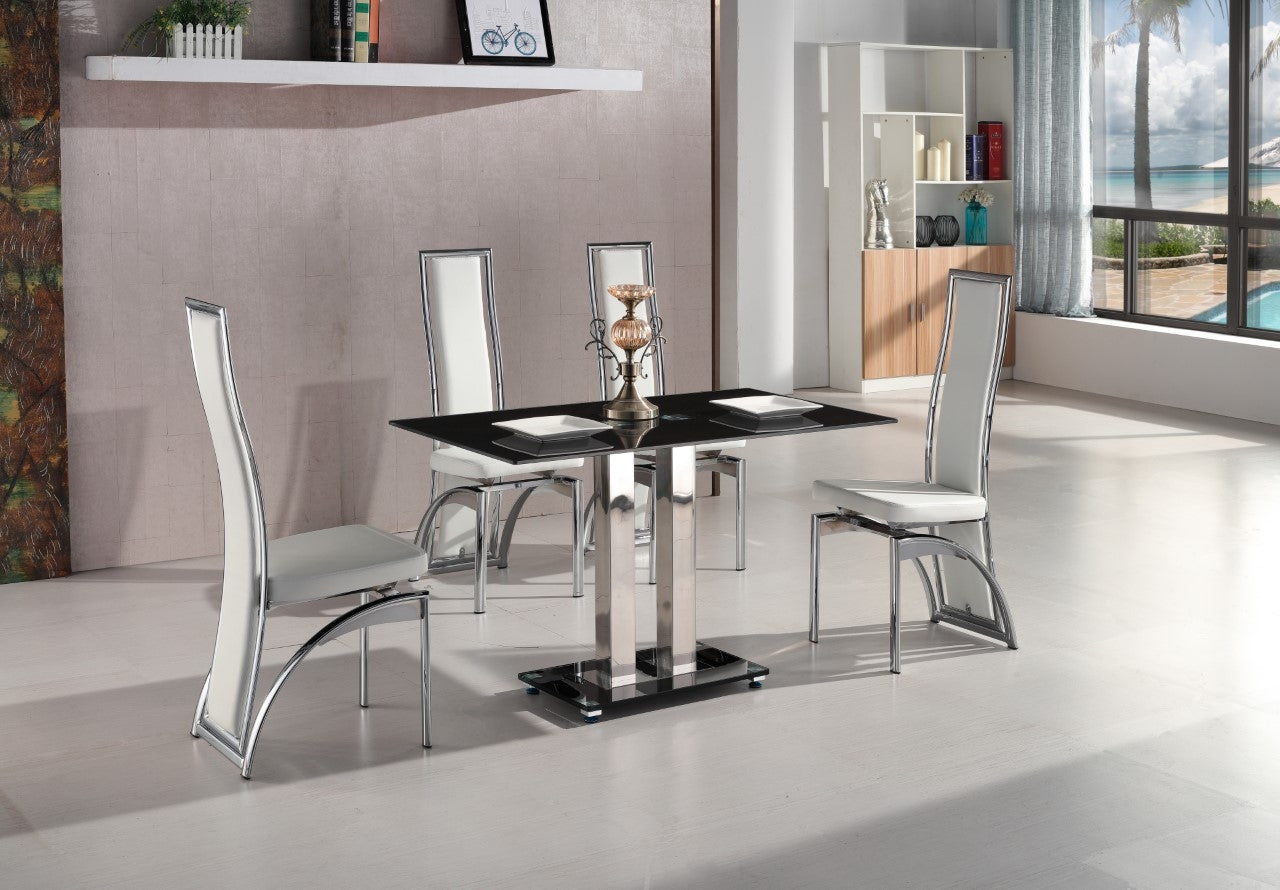 Alba Clear and Black Glass Dining Table and Arcadia Chairs