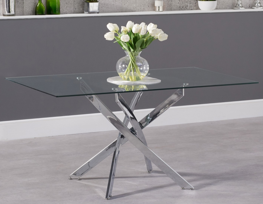 Large Schneider Rectangle Clear Glass Dining Table