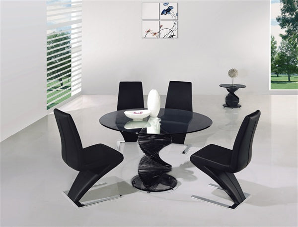 Modern Swirl Clear or Smoke Black Glass Dining Table and Z Chairs