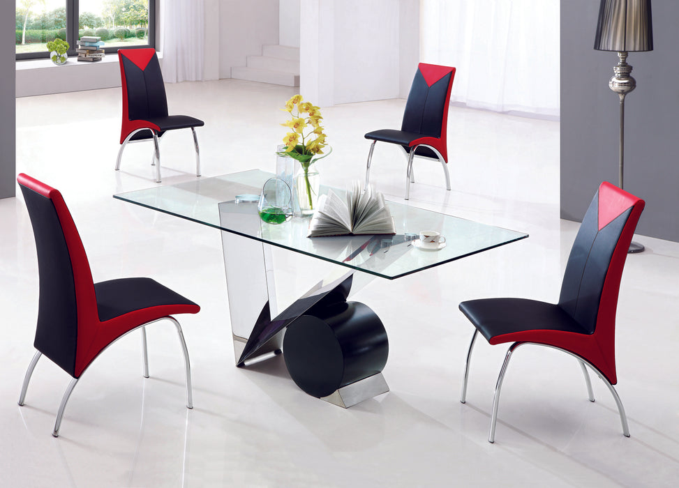 Valencia Contemporary Glass Dining Table with Angel Chairs