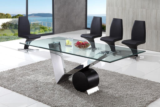 Valencia Large Glass Dining Table with Aldo Chairs