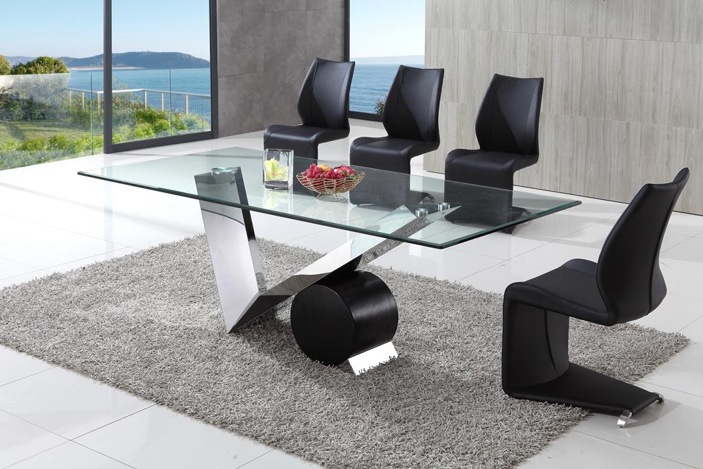 Valencia Large Glass Dining Table with Amrose Chairs