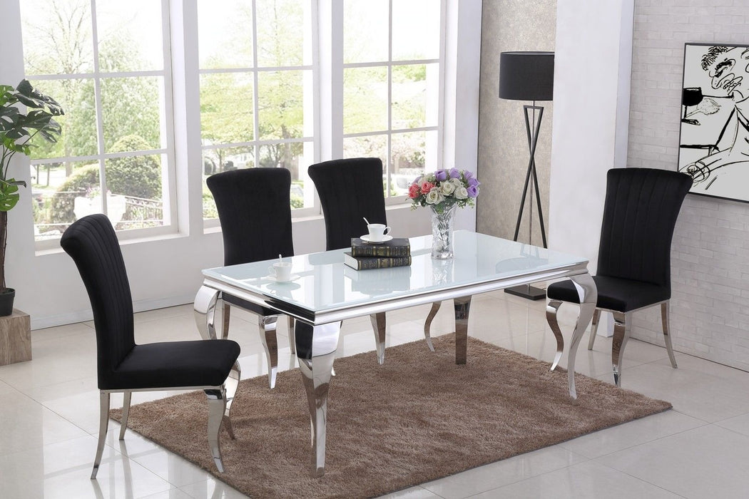 Adelaide Glass Dining Table with Azra Velvet Dining Chair
