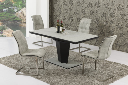 Angela Big Grey Stone Effect & Black Extending Dining Table