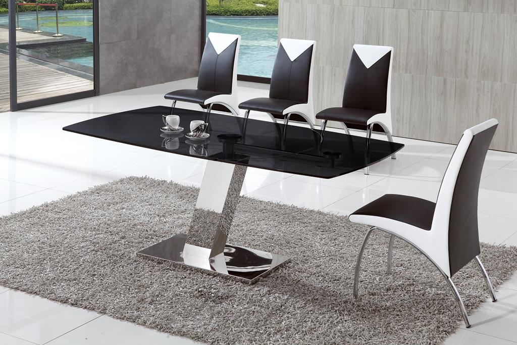 Zeus Modern  Glass Dining Table with Angel Dining Chairs